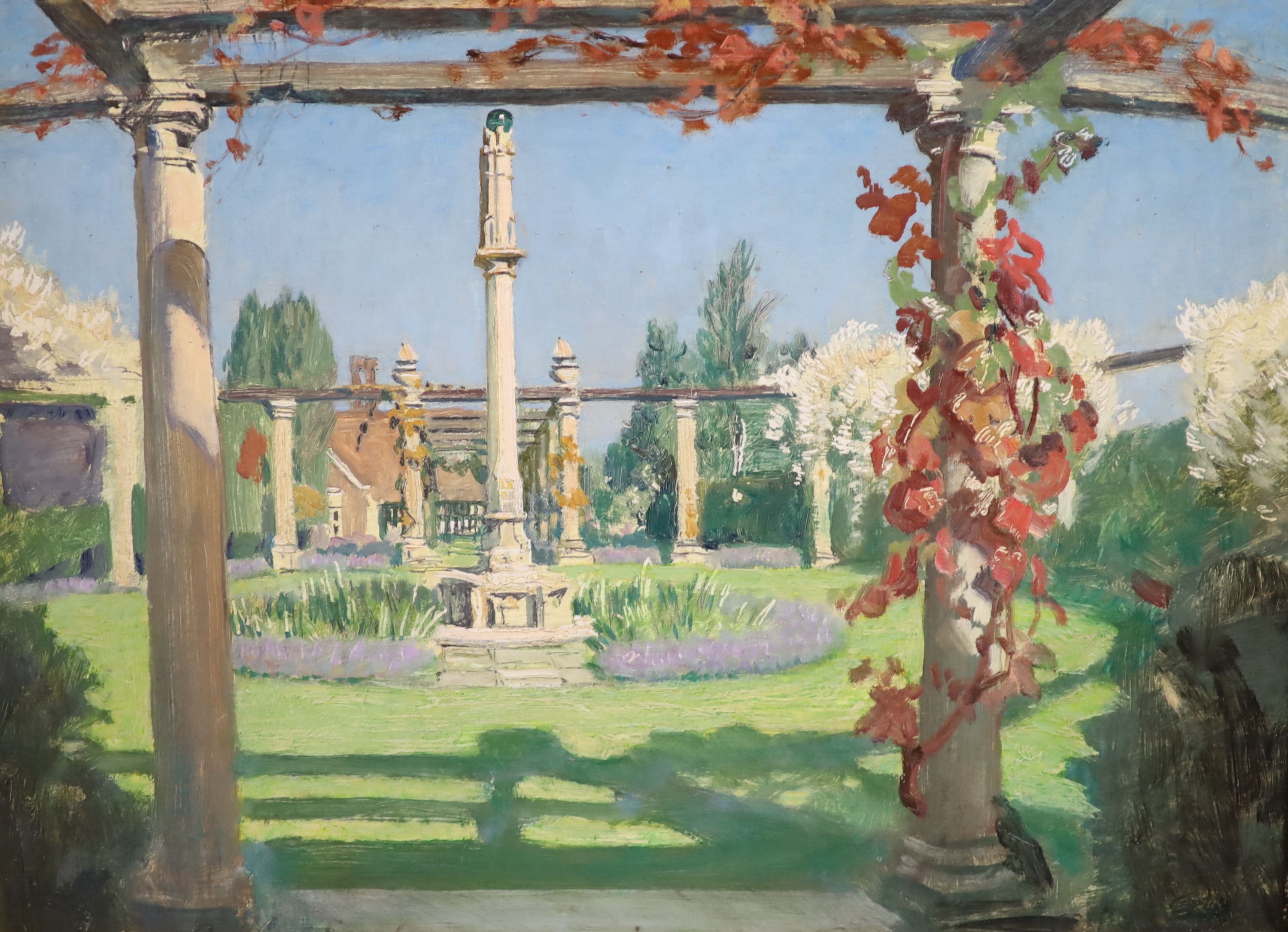 Frank Owen Salisbury (1874-1962), The Garden, Summerchase, The Circle of Senely, September 1940, oil on board, 37 x 50cm